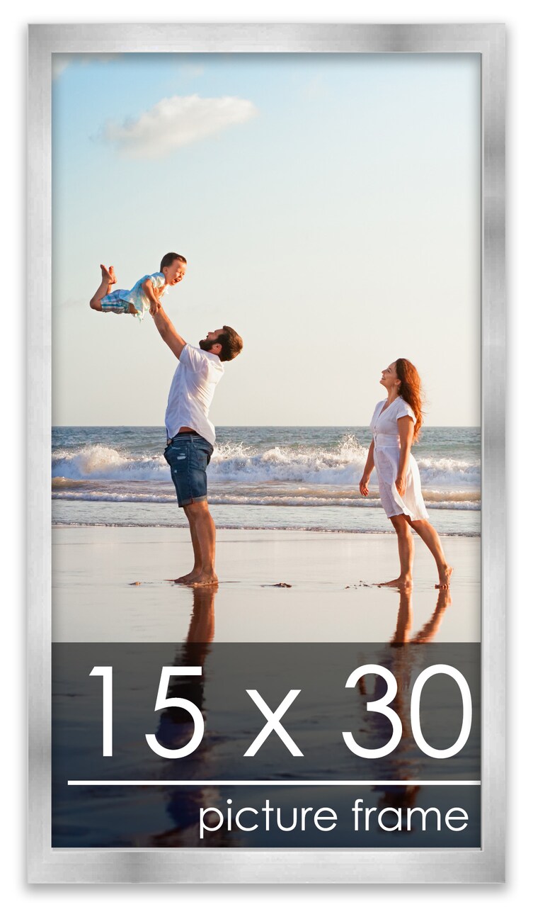 15x30 Solid Wood Picture Frame with UV-Resistant Acrylic & Acid-Free Backing, Available in 6 Finishes: Matte Black, Matte White, Metallic Bronze, Silver, Natural Wood Grain & Mahogany